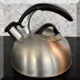 K61. OXO stainless tea kettle 9”h x 8”dia - $4 